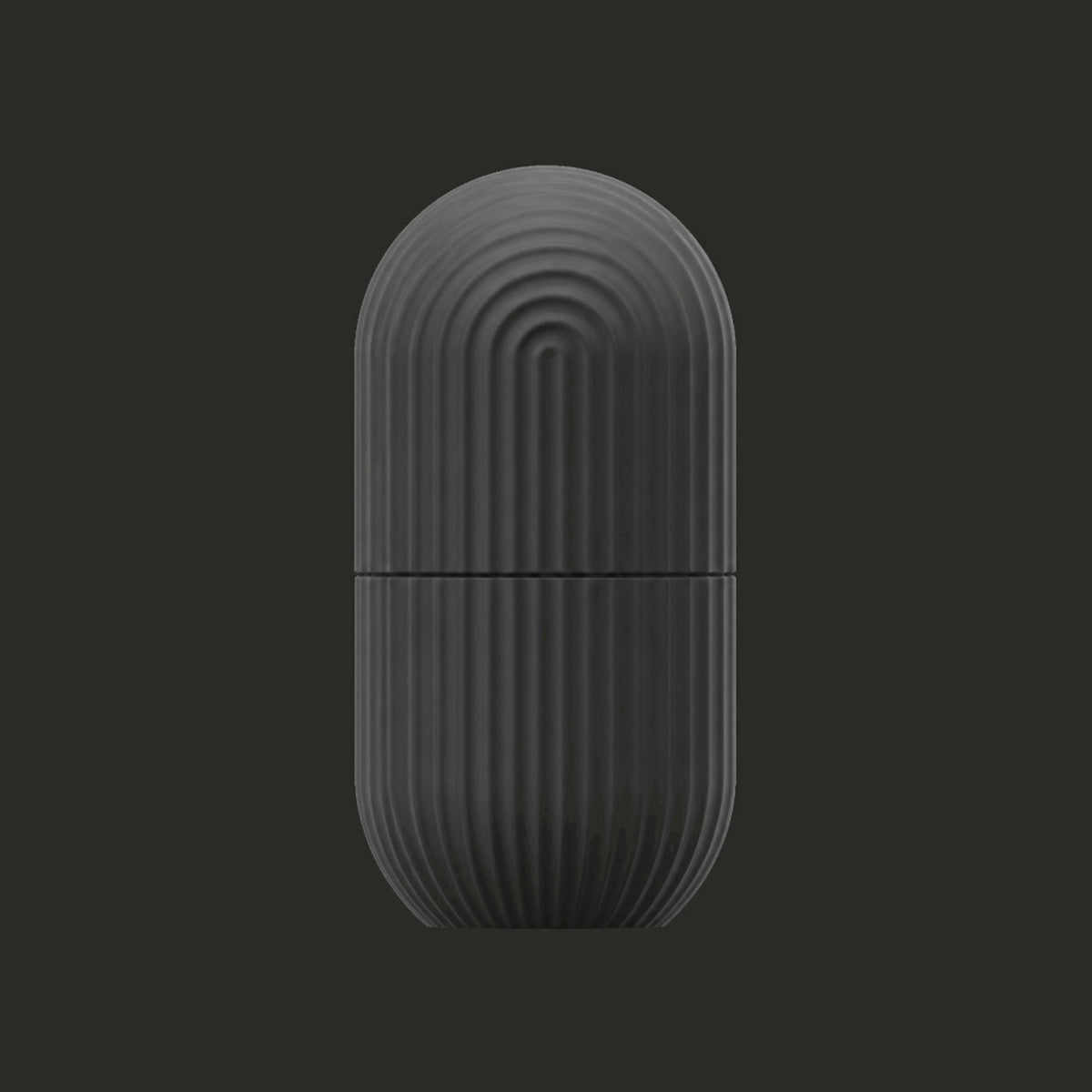 Ice Face Roller, charcoal ribbed silicone mold, front view