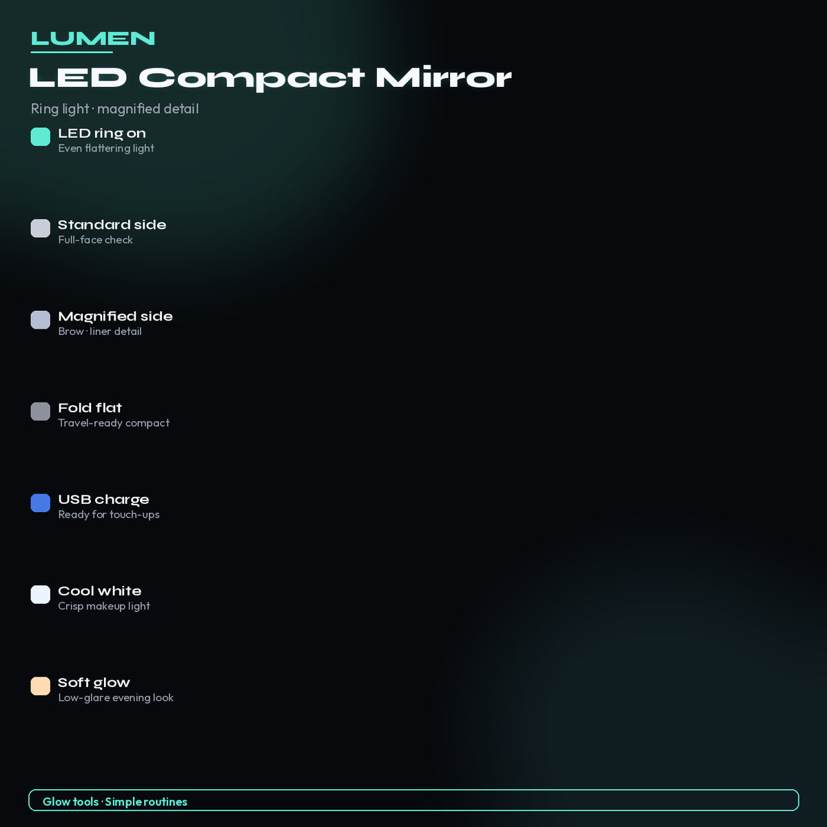LED ring light modes — Compact Mirror