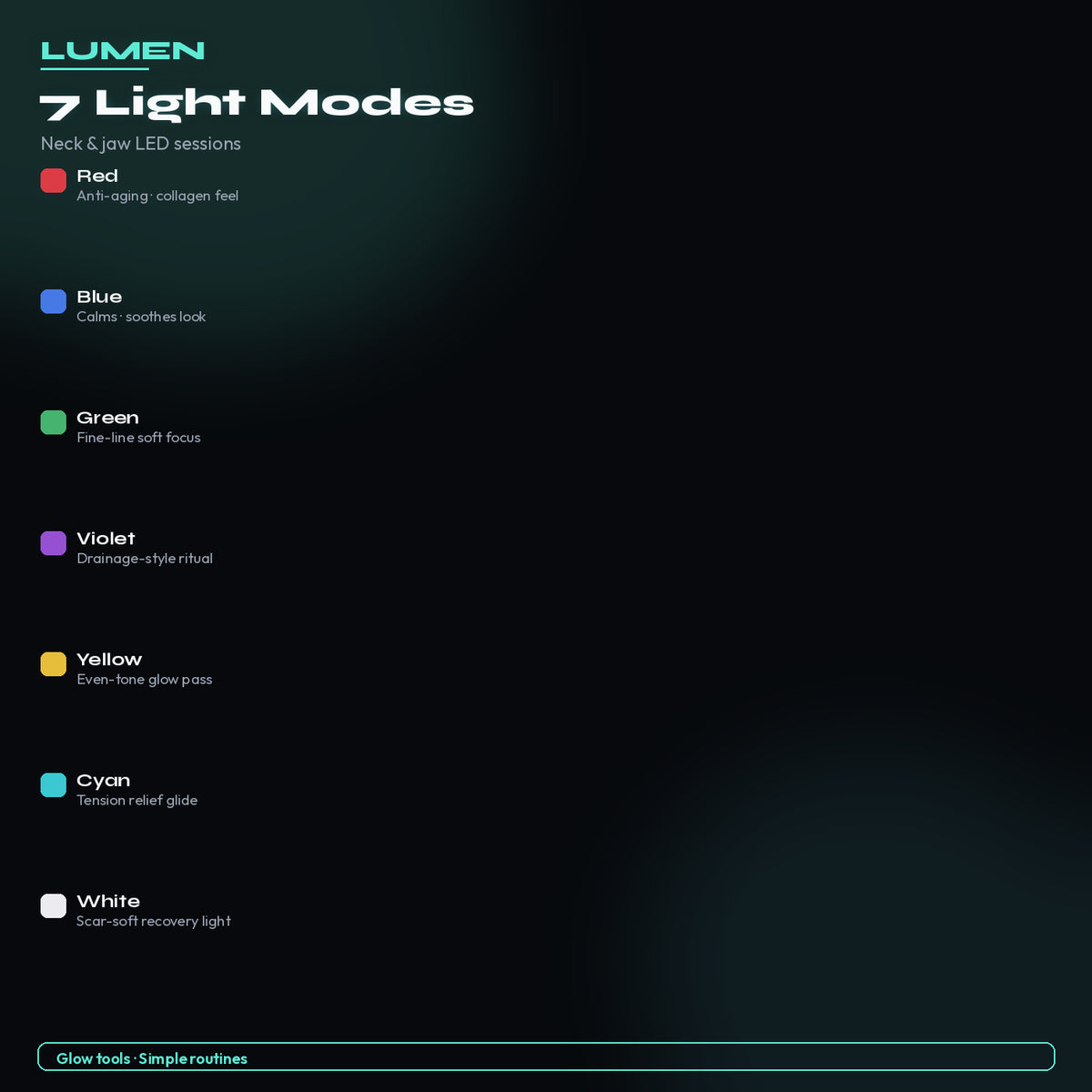 7 light modes — LED Neck & Jaw Wand