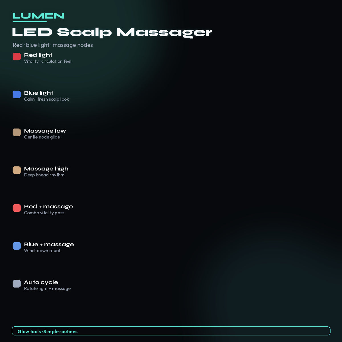 Red and blue light modes — LED Scalp Massager